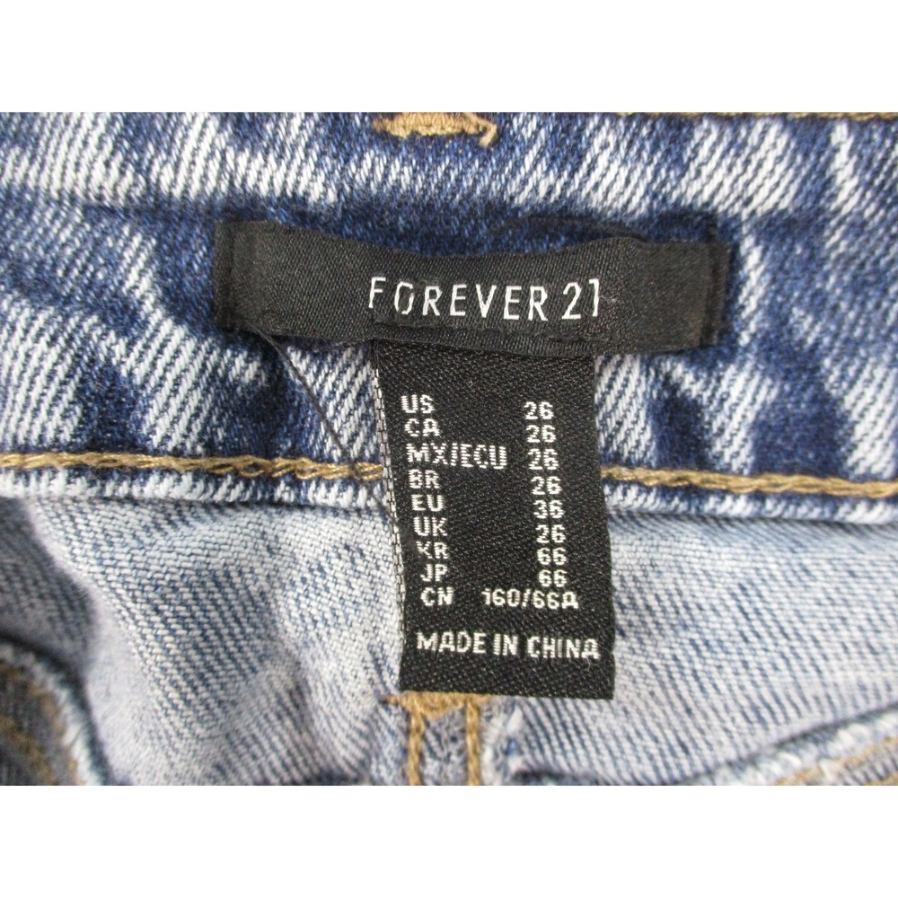 Forever 21 Womens High Waisted Light Wash Seamed Denim Cutoff Shorts Size 26 - Picture 6 of 8